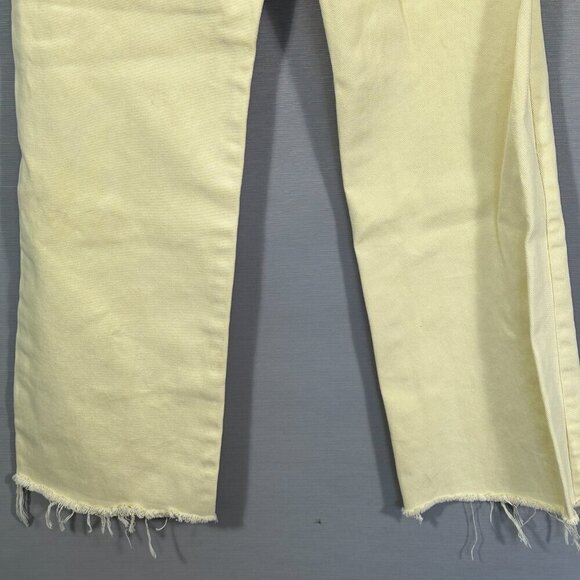Stradivarius Jeans Womens 2 Straight Leg Yellow Cotton Pockets Raw Hem High Rise - Picture 9 of 12